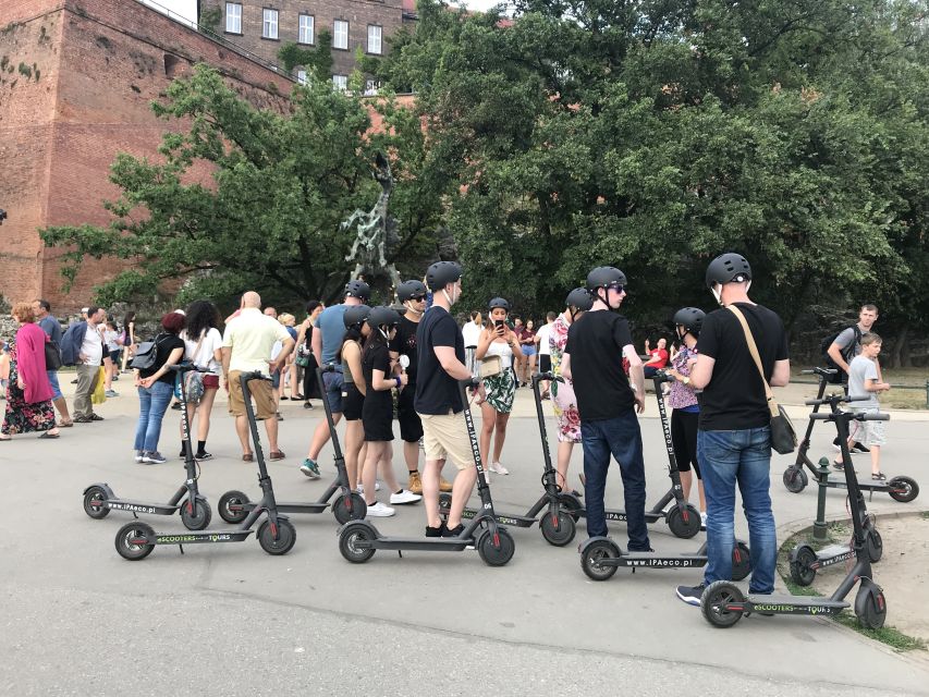 Electric Scooter Tour Krakow - Podgórze, a ghetto wall fragment, and the Jewish Ghetto area