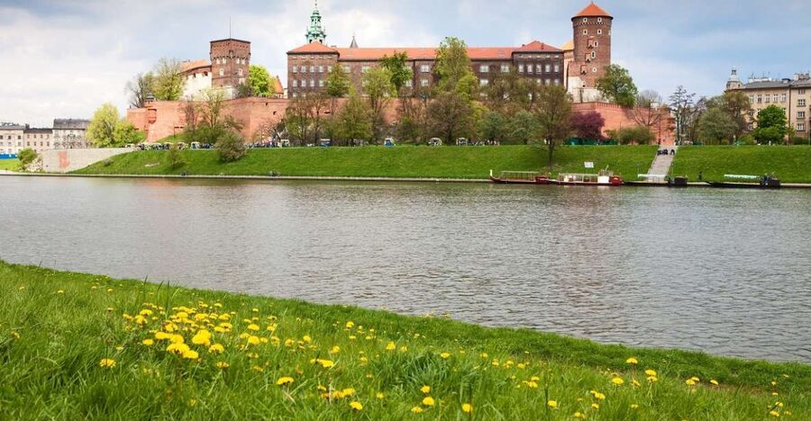 Picturesque Cruise on the Vistula in the Heart of Krakow - Wawel from the river, including the dragon silhouette